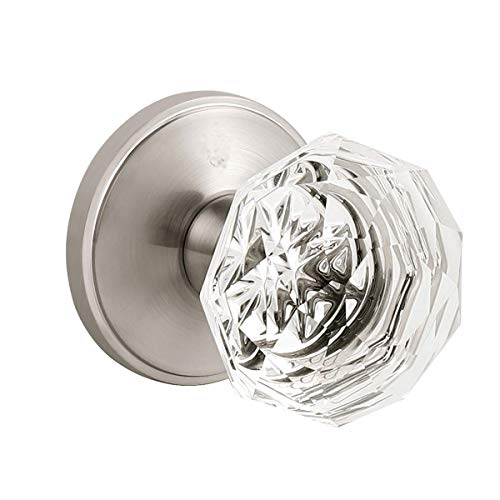 NIZADO Passage Door Knobs Satin Nickel,Clear Glass Door Knob Interior,Keyless Crystal Doorknob with Lock(Hall/Closet) - Image 1