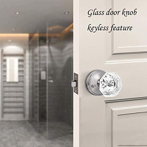 NIZADO Passage Door Knobs Satin Nickel,Clear Glass Door Knob Interior,Keyless Crystal Doorknob with Lock(Hall/Closet) - Image 4