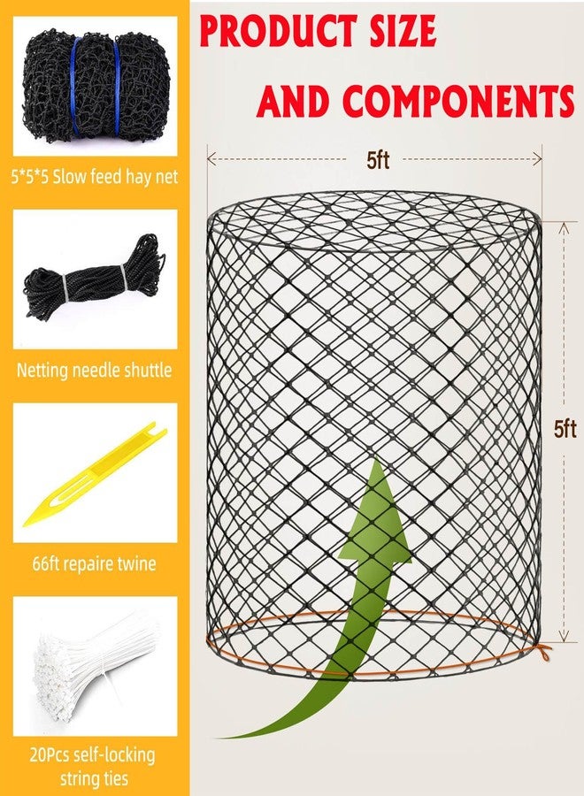 Fifatopo Large Round Bale Hay Net, Slow Feed Knotless Design Hay Net Feeder for Livestocks,Heavy Gauge Large Hay Net for Horses, Cattle, Sheep in Farms and Pastures, 1.75-inch Mesh (5×5ft) - Image 2