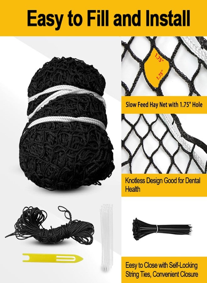 Fifatopo Large Round Bale Hay Net, Slow Feed Knotless Design Hay Net Feeder for Livestocks,Heavy Gauge Large Hay Net for Horses, Cattle, Sheep in Farms and Pastures, 1.75-inch Mesh (5×5ft) - Image 3