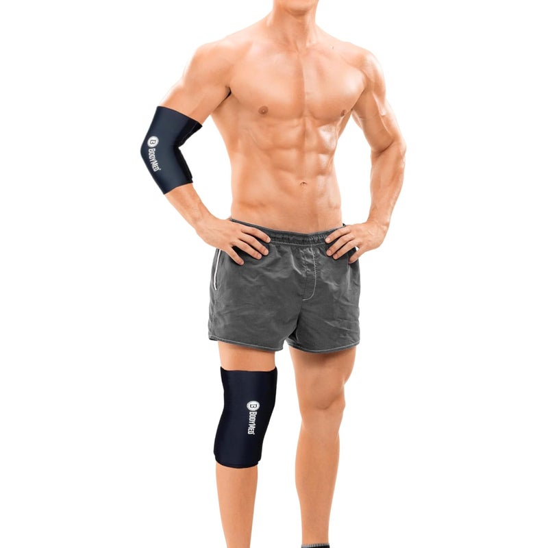 BodyMed جهاز BodyMed 360 للحرارة والبرودة للركبة والمرفق والكاحل والمعصم لتخفيف الانزعاج  حزمة جليدية مرنة قابلة لإعادة الاستخدام للعلاج بالضغط للالتواءات والتهاب المفاصل والتهاب الأوتار  كبير جداً - Image 1