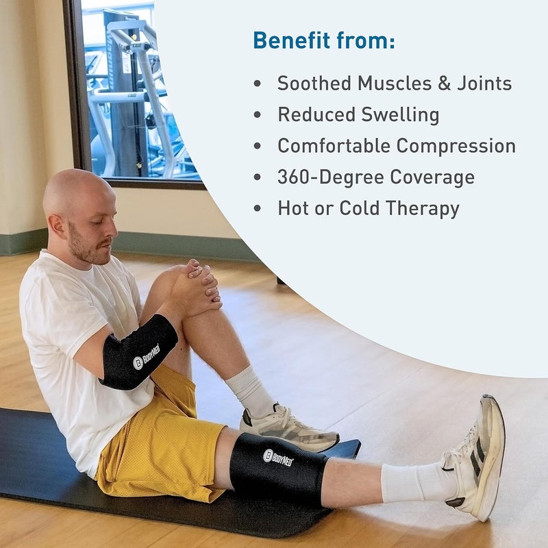BodyMed جهاز BodyMed 360 للحرارة والبرودة للركبة والمرفق والكاحل والمعصم لتخفيف الانزعاج  حزمة جليدية مرنة قابلة لإعادة الاستخدام للعلاج بالضغط للالتواءات والتهاب المفاصل والتهاب الأوتار  كبير جداً - Image 2