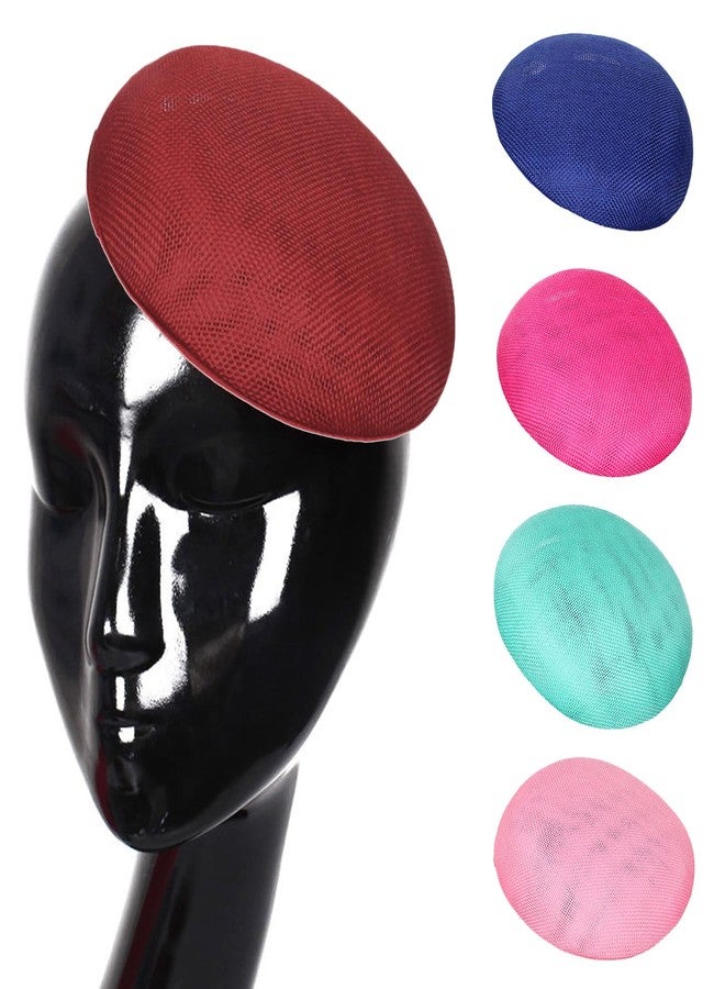 HYROOY 15cm Sinamay Hat Fascinators Hat Base for Women Millinery Accessories Cocktail Teaparty Headpieces Round Hat Base Pink - Image 2
