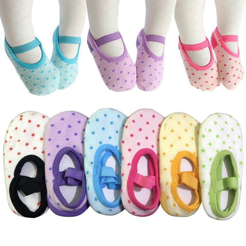 Monochef Baby Toddler Girls Socks Gift: 6 Pairs Non-Slip Grip Ankle Mary Jane Socks For 12-30 Months - Image 1