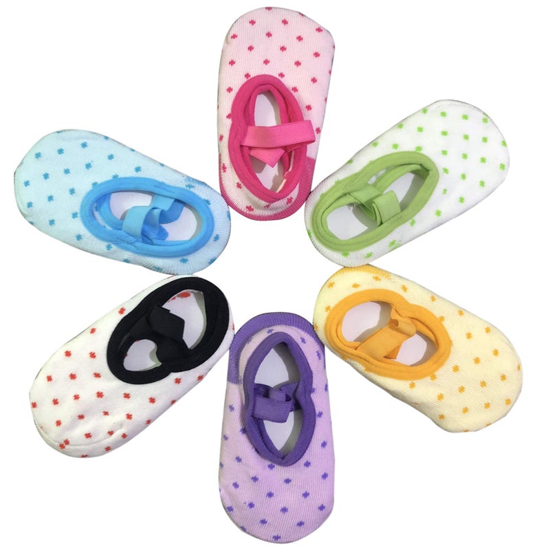 Monochef Baby Toddler Girls Socks Gift: 6 Pairs Non-Slip Grip Ankle Mary Jane Socks For 12-30 Months - Image 3