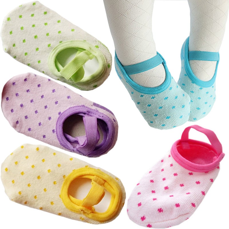 Monochef Baby Toddler Girls Socks Gift: 6 Pairs Non-Slip Grip Ankle Mary Jane Socks For 12-30 Months - Image 5