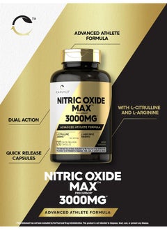 CARLYLE Carlyle Nitric Oxide Supplement 3000mg | 120 Capsules | Pre Workout with L-Arginine & L-Citrulline | Non-GMO, Gluten Free  - Image 4