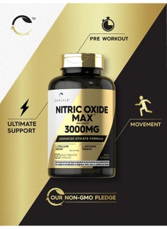 CARLYLE Carlyle Nitric Oxide Supplement 3000mg | 120 Capsules | Pre Workout with L-Arginine & L-Citrulline | Non-GMO, Gluten Free  - Image 5