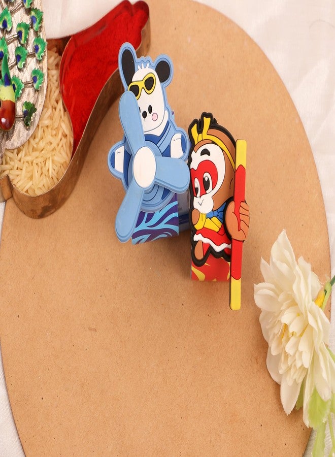 Skylofts Pack of 2 Wrist Band for Kids Slap Band Cartoon Bracelets Rakhi Set for Brother Friendship Band/Rakhi for Kids Rakshabandhan Gifts for Bhai Bhaiya - Image 3