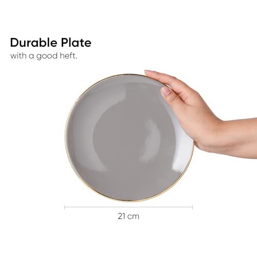 Shay Quarter Plates Set of 6, Grey Gold Goldline Series | Glossy Finish | Snacks Plates Set of 6 | Dessert Plates | Snack Plate | Small Plates (Quarter Plates - Grey Gold) - Image 3