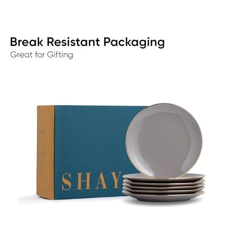 Shay Quarter Plates Set of 6, Grey Gold Goldline Series | Glossy Finish | Snacks Plates Set of 6 | Dessert Plates | Snack Plate | Small Plates (Quarter Plates - Grey Gold) - Image 5