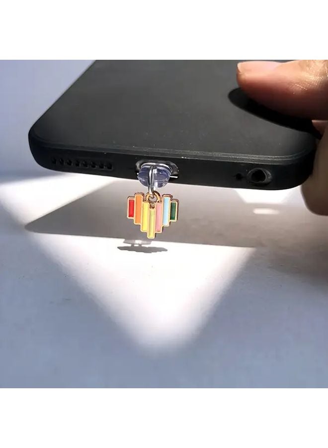 Mini Dopamine Heart Phone Dust Cover USB C Port Protector For iPhone 6 To 14 Pro Max - Image 1