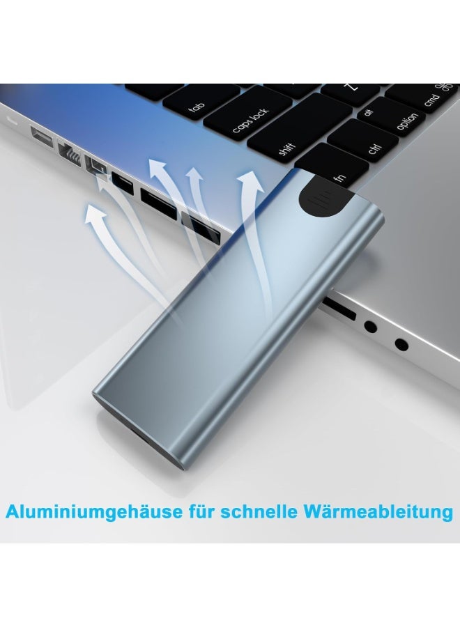Portable M.2 SSD Enclosure USB 3.2 Gen 2, 10Gbps External NVMe & SATA Adapter for 2230/2242/2260/2280 SSDs, Aluminum Housing with USB-C & USB-A Cable, Up to 2TB - Image 4