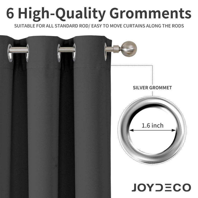 Joydeco Blackout Curtains 90 Inch Length 1 Panel Set  Thermal Insulated Long Curtains& Drapes  Room Darkening Grommet Curtains for Living Room Bedroom Window (Dark Grey  W52 x L90 Inch)