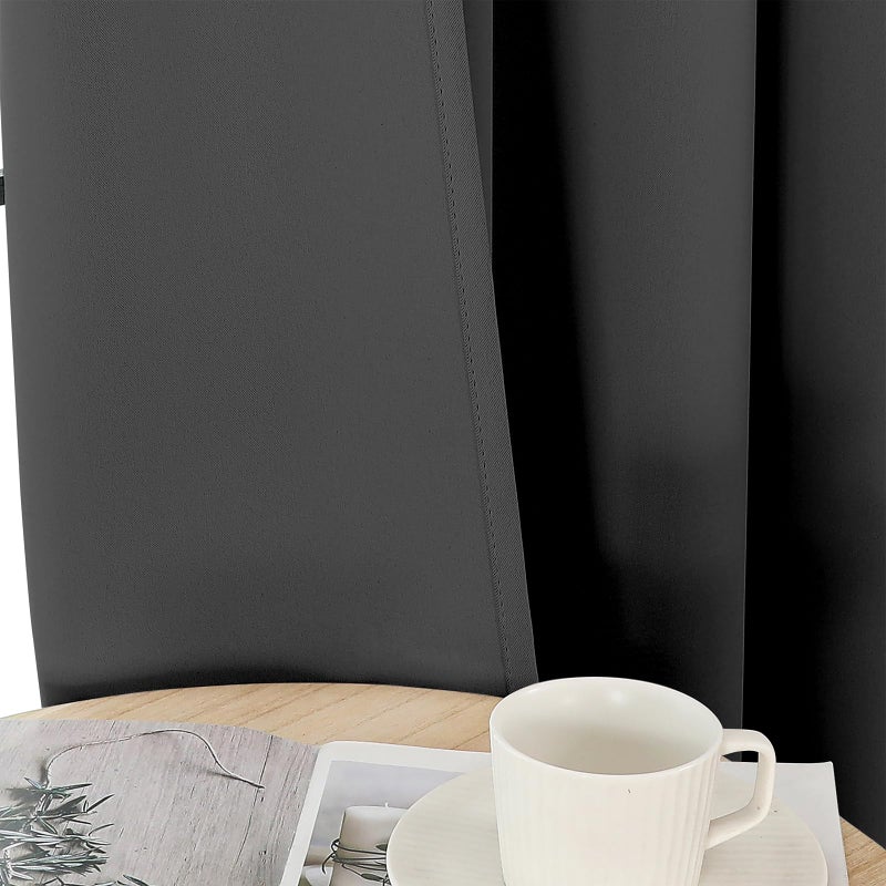 Joydeco Blackout Curtains 90 Inch Length 1 Panel Set  Thermal Insulated Long Curtains& Drapes  Room Darkening Grommet Curtains for Living Room Bedroom Window (Dark Grey  W52 x L90 Inch)
