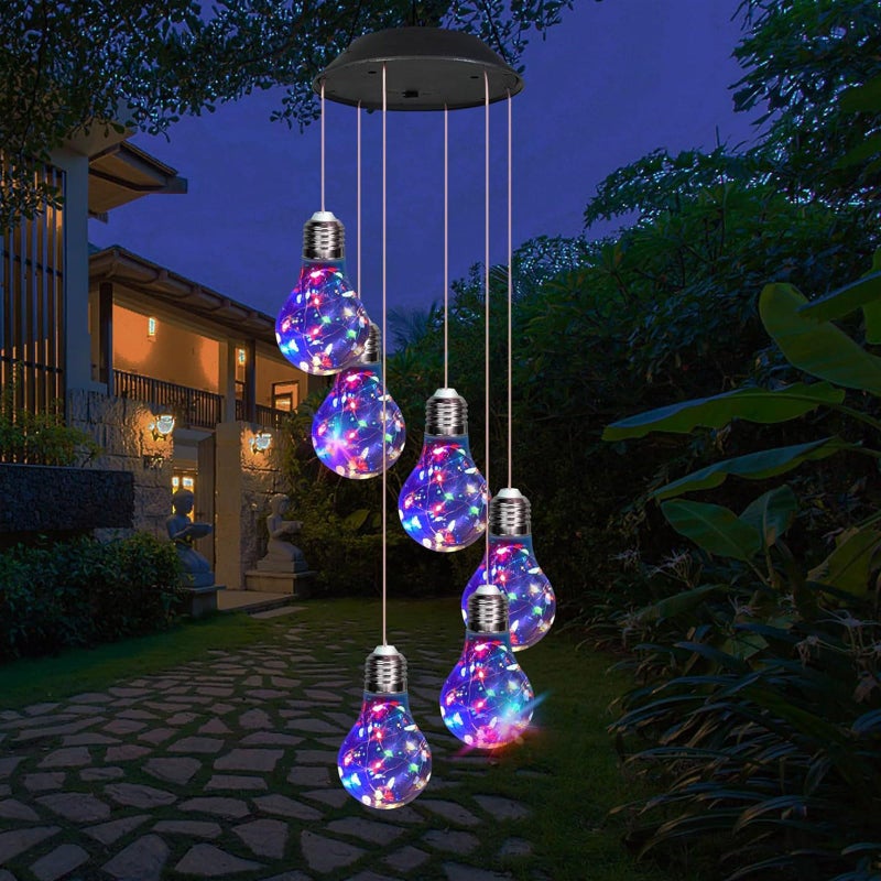 Solar Wind Chimes Outdoor Hanging Lights Multicolor Garden Yard Christmas Decoration - Image 2