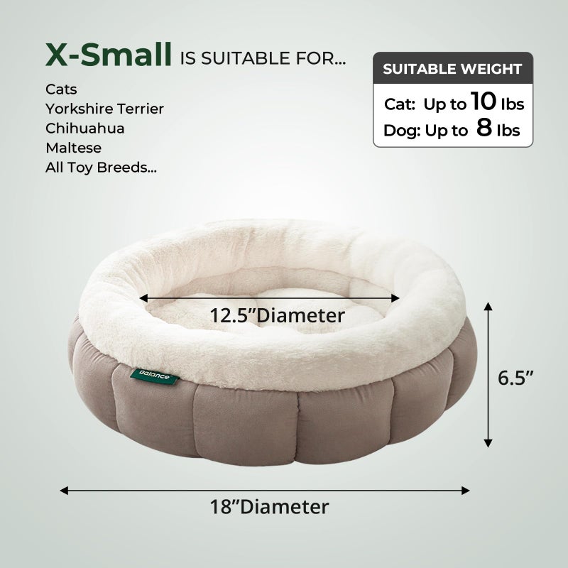 BALANCE Cat Beds for Indoor Cats, Washable Round Cat Bed, Cute Kitten Bed with Anti-Slip Bottom for Kitty and Puppy, 18 Inches, Goat - Image 5