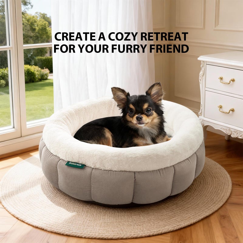 BALANCE Cat Beds for Indoor Cats, Washable Round Cat Bed, Cute Kitten Bed with Anti-Slip Bottom for Kitty and Puppy, 18 Inches, Goat - Image 4