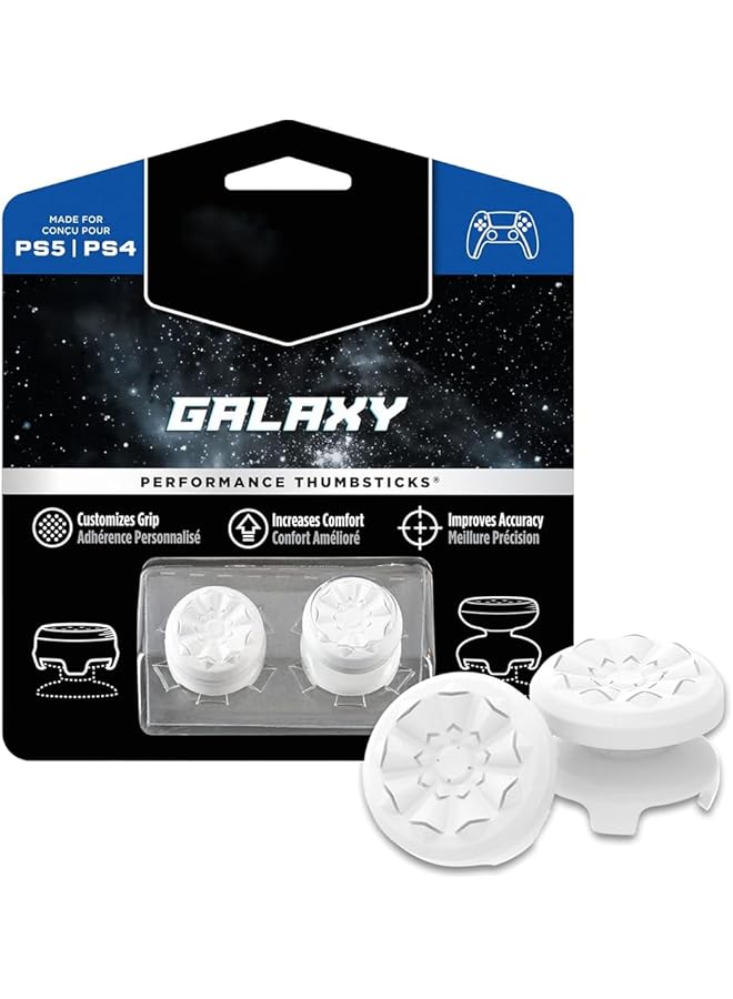 YARDHOBI Fps Freek Galaxy White For Playstation 4 (Ps4) And Playstation 5 (Ps5) Performance Thumbsticks Controller Joystick Cap Covers Thumbstick Extender For Ps5 (1 High Rise 1 Mid Rise) - Image 1
