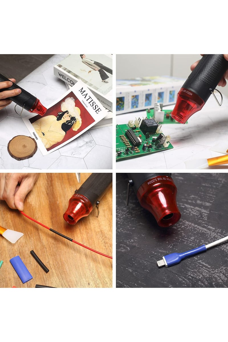 غنافوتو مسدس حراري لراتنج الإيبوكسي - مسدس هواء ساخن للنقش على الحرف اليدوية DIY راتنج أكريليك، مجفف حرفي صغير مسدس حراري للتقلص للكؤوس، صناعة الشموع، تجفيف الطلاء، لف الفينيل 300 واط 230 فولت (أسود) - Image 4