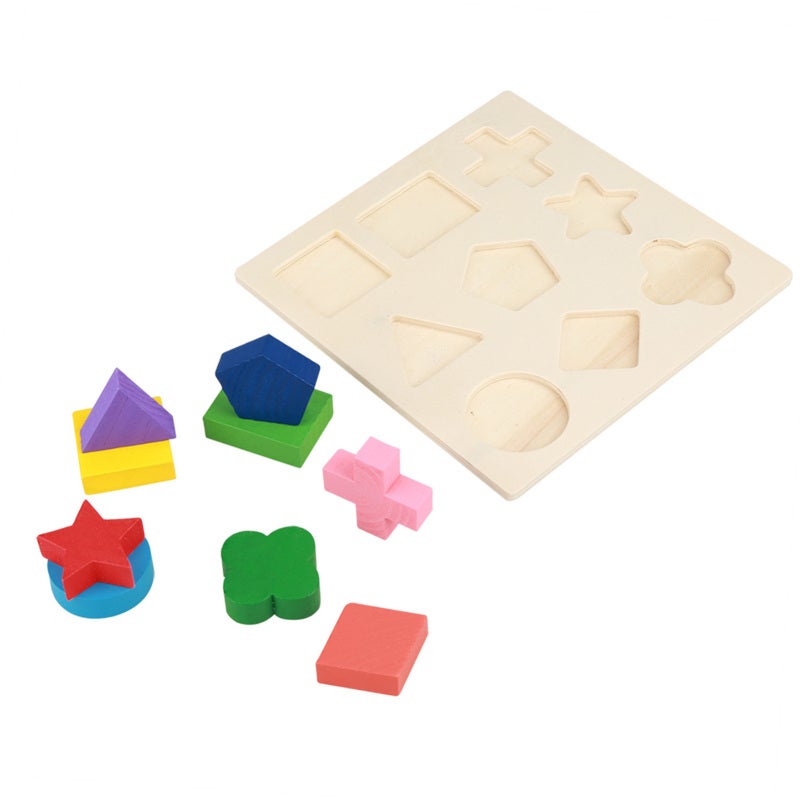 Wooden Puzzle Natural Wood Burr-Free Early Learning Tool Color Shape Recognition Toy - Hand Eye Coordination Brain Development Toy for Toddlers Children - Image 2