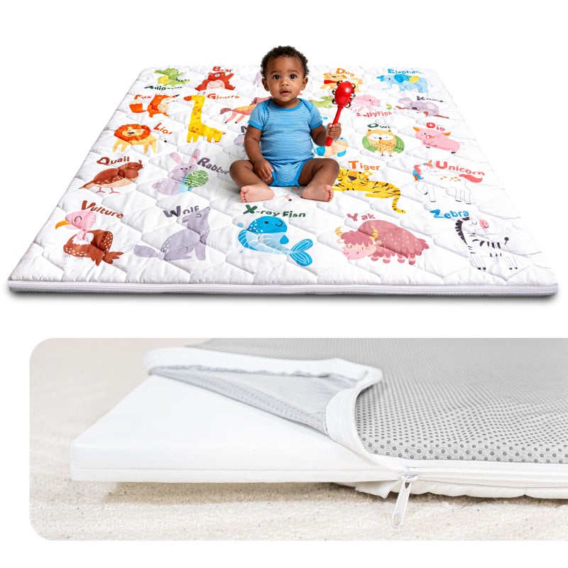 Beavtaens Foam Baby Play Mat 50x50, Removable and Machine Washable Cover, Thicken Cushioning Playmat and Perfect for Playpen, Non-Slip Bottom, Easy to Clean for Infants, Toddlers & Babies(Animal) - Image 1