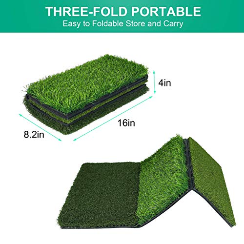 NEWCARE Golf Hitting Mat, 3-in-1 Foldable Golf Mat Indoor, Tri-Turf Golf Practice Mat Traint Aid Batting for Chipping Swing Detection Portable Personal Driving Range for Backyard - Image 5