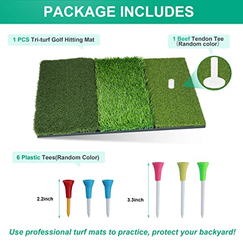NEWCARE Golf Hitting Mat, 3-in-1 Foldable Golf Mat Indoor, Tri-Turf Golf Practice Mat Traint Aid Batting for Chipping Swing Detection Portable Personal Driving Range for Backyard - Image 3