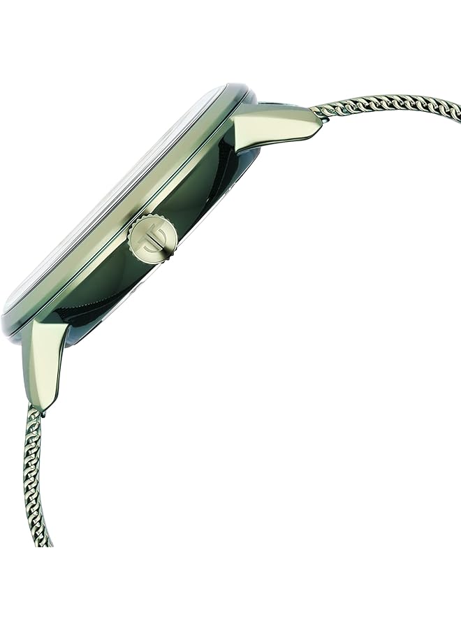 تيتان ساعة رجالية كاجوال بمينا أخضر وسوار من الفولاذ المقاوم للصدأ، لون أخضر - Image 4