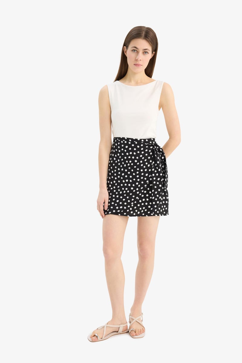 DeFacto Black Woman A Cut Printed High Waist Mini Skirt Casual - Image 3