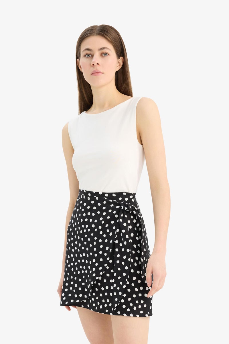 DeFacto Black Woman A Cut Printed High Waist Mini Skirt Casual - Image 4