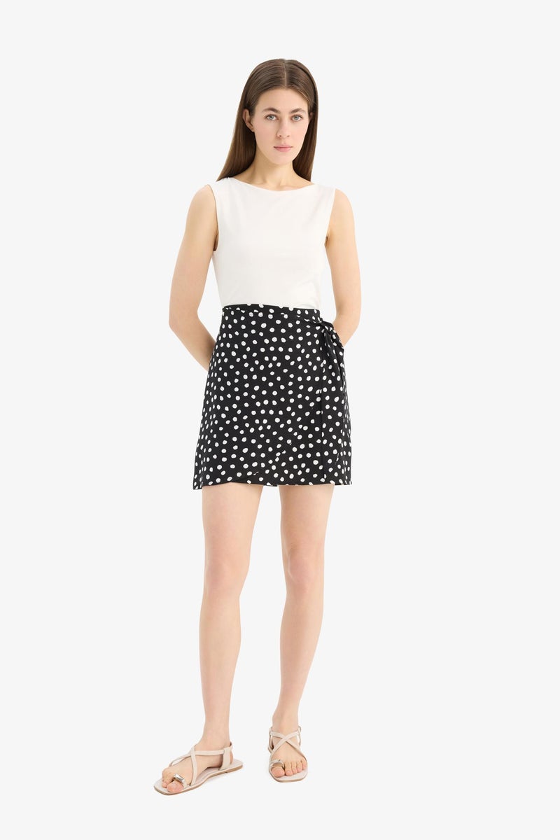 DeFacto Black Woman A Cut Printed High Waist Mini Skirt Casual - Image 2