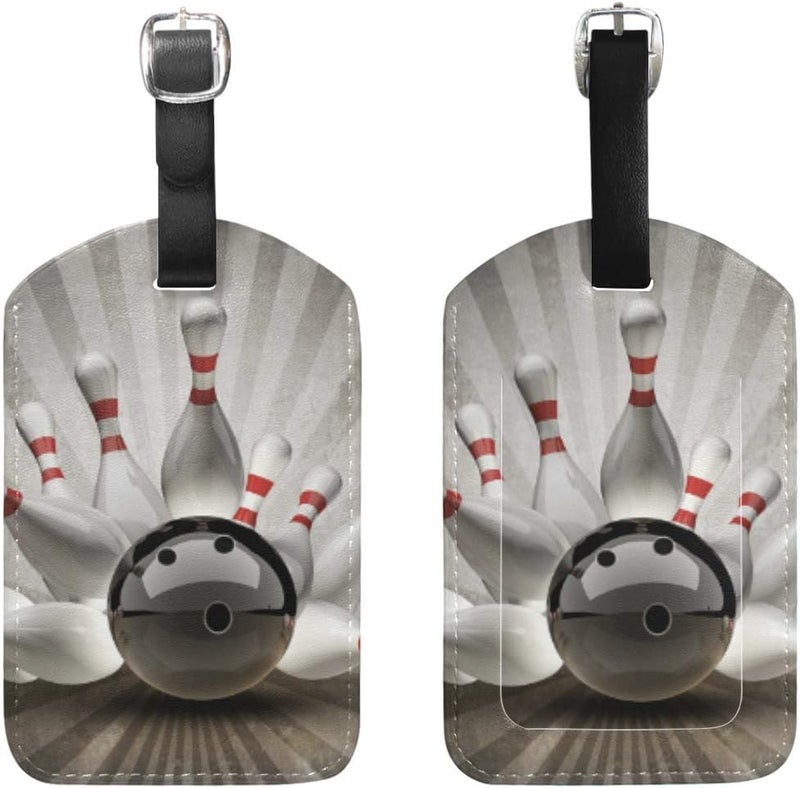 senya Luggage Tags Bowling Ball Crashing Into The Pins Travel ID Bag Suitcase Duffel Backpacks Handbag Tags 2 pack  - Image 3