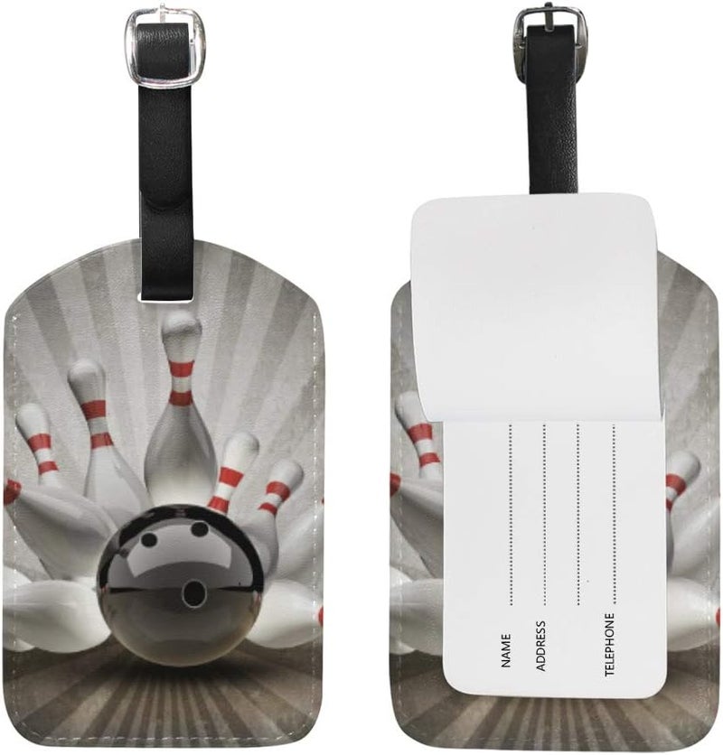 senya Luggage Tags Bowling Ball Crashing Into The Pins Travel ID Bag Suitcase Duffel Backpacks Handbag Tags 2 pack  - Image 2