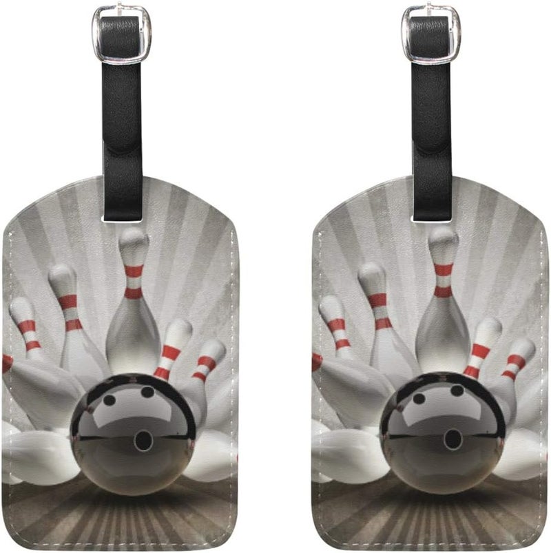 senya Luggage Tags Bowling Ball Crashing Into The Pins Travel ID Bag Suitcase Duffel Backpacks Handbag Tags 2 pack  - Image 1