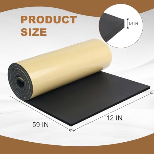 Eunice Sponge Neoprene Foam Sheet with Adhesive 12 in x 59 in x 14 in Foam Rubber Roll Cut to Multiple Dimensions High Density Rubber Padding for Shock Pad DIY Crafts - Image 3