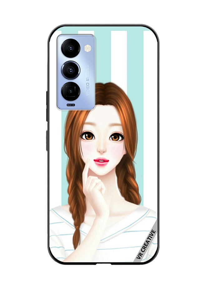 VR CREATIVE Protective Case Cover For Tecno Camon 18/18 P Thinking Girl Design Multicolour - Image 1