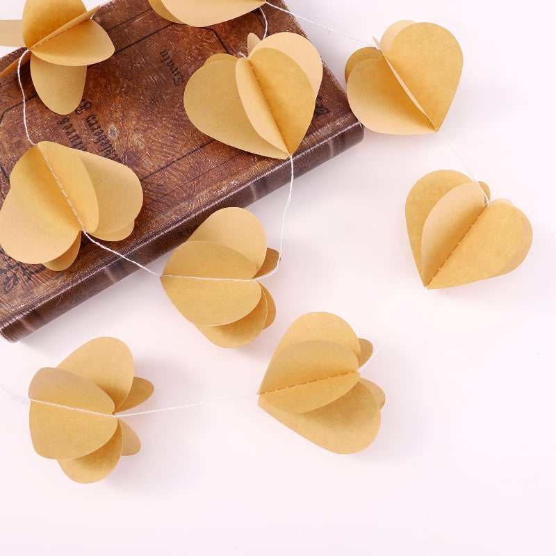 SLZBCY 4 Pack Heart Garland Recycled Books Vintage Pages Garland Newspaper Bunting Party Holiday Christmas Strand String Banner Wedding Decorate (Heart) - Image 2