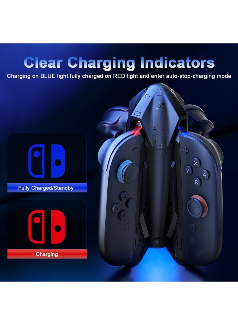 SYOSI Charging Dock for Switch 2 Joy-Con, 4-in-1 Multi-Directional Charger with 7 RGB Lighting Modes, Includes USB Type-C Cable for Switch 2 Controllers, Compact Black Charging Station for Joy-Cons - Image 5