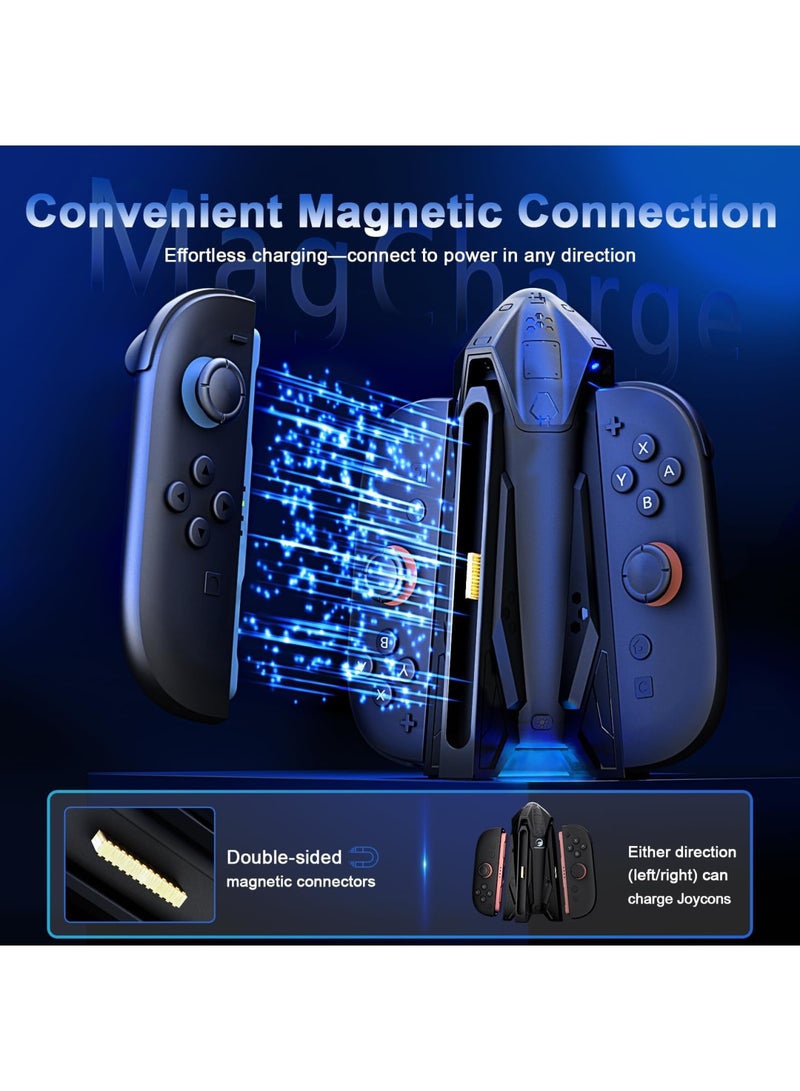 SYOSI Charging Dock for Switch 2 Joy-Con, 4-in-1 Multi-Directional Charger with 7 RGB Lighting Modes, Includes USB Type-C Cable for Switch 2 Controllers, Compact Black Charging Station for Joy-Cons - Image 3