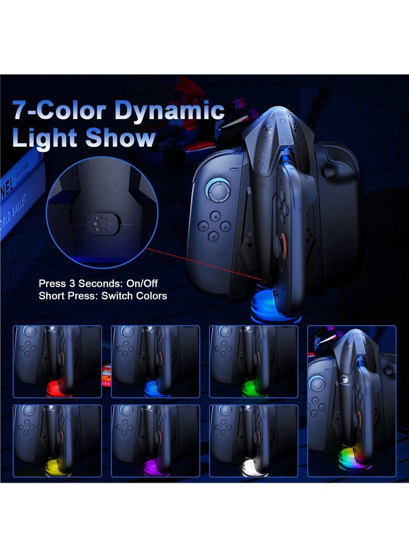 SYOSI Charging Dock for Switch 2 Joy-Con, 4-in-1 Multi-Directional Charger with 7 RGB Lighting Modes, Includes USB Type-C Cable for Switch 2 Controllers, Compact Black Charging Station for Joy-Cons - Image 4