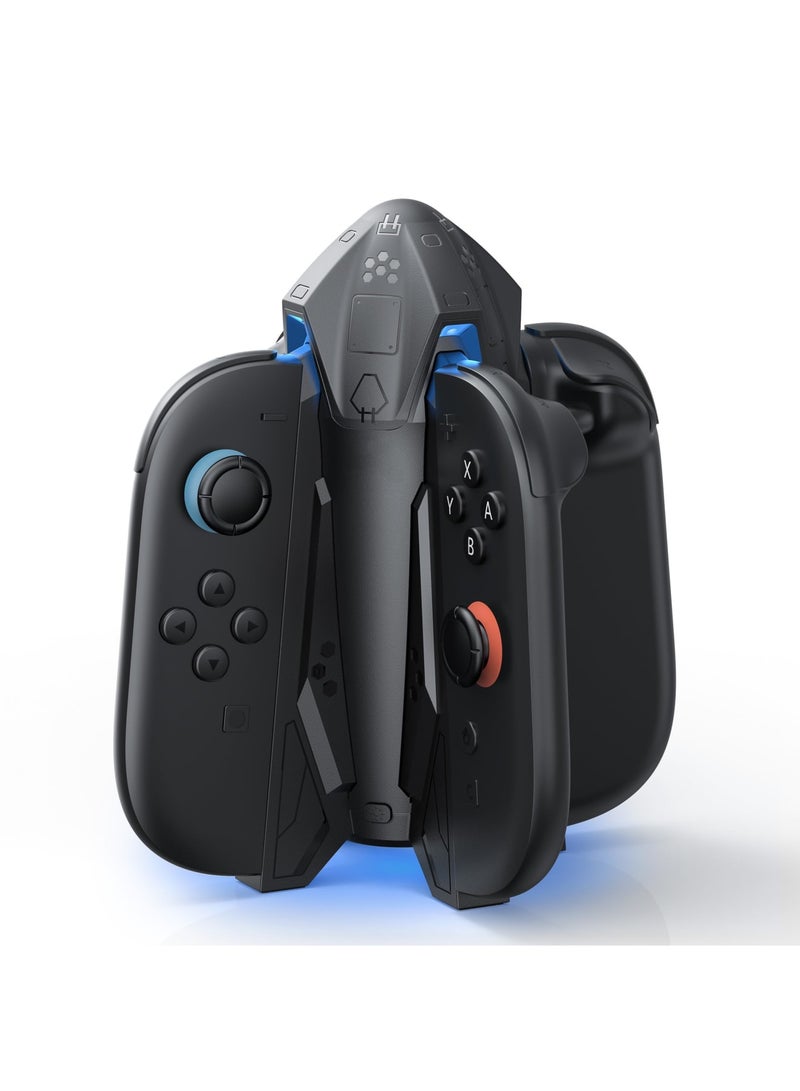 SYOSI Charging Dock for Switch 2 Joy-Con, 4-in-1 Multi-Directional Charger with 7 RGB Lighting Modes, Includes USB Type-C Cable for Switch 2 Controllers, Compact Black Charging Station for Joy-Cons - Image 1