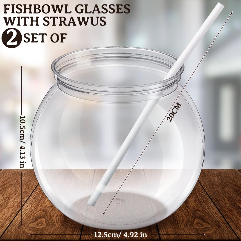Eccliy 24 Pcs Clear Fish Bowls with Straws Ball Shape Plastic Bowl for Drinks Summer Drink Cups Unbreakable Goldfish Bowl for Christmas Candy Table Centerpieces Party Favors (27 oz) - Image 2