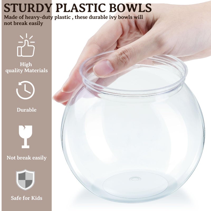 Eccliy 24 Pcs Clear Fish Bowls with Straws Ball Shape Plastic Bowl for Drinks Summer Drink Cups Unbreakable Goldfish Bowl for Christmas Candy Table Centerpieces Party Favors (27 oz) - Image 5
