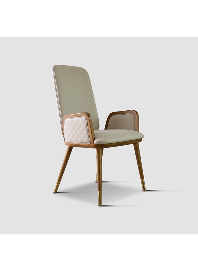 AL HUZAIFA FURNITURE - Capri Dining Chair Upholstered In Pvc Leather Quilted Design Walnut American Ashwood Legs - Image 1