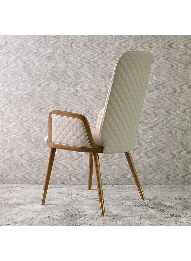 AL HUZAIFA FURNITURE - Capri Dining Chair Upholstered In Pvc Leather Quilted Design Walnut American Ashwood Legs - Image 1