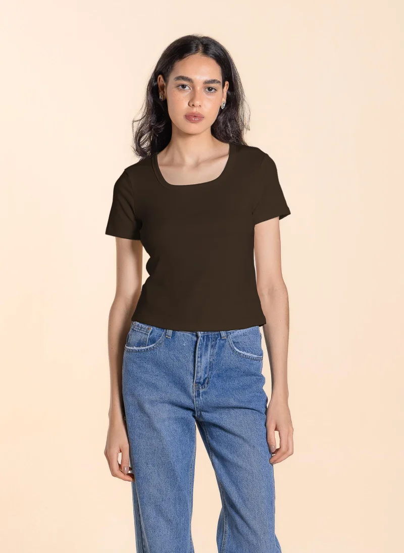 WIDE NECK BASIC T-SHIRT