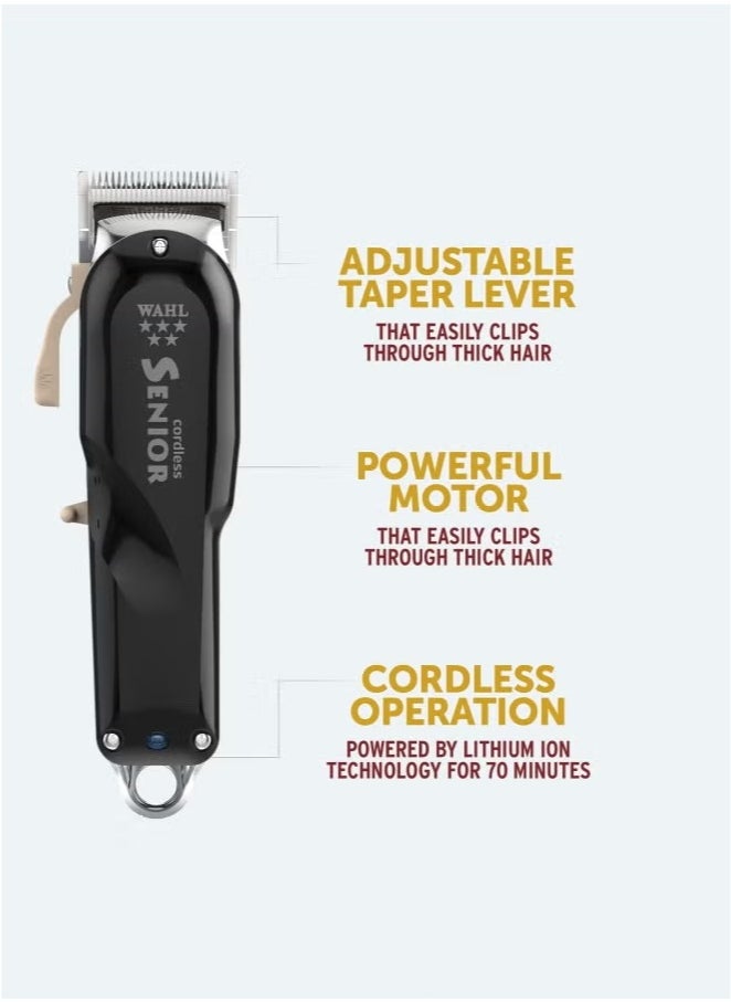 WAHL Wahl 5 Star Black Rechargeable Trimmer, Professional Trimmer, Close Trimming, Detail Trimming and Contouring, Lightweight, Rechargeable, Snap-In/Snap-Out Blades, Barber Supply  - Image 2