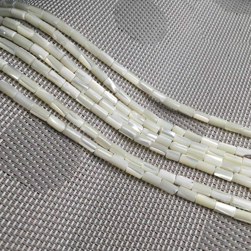 Natural Mother of Pearl Shell Cylinder Tube Loose Gemstone Beads for Jewelry Making 4x8mm