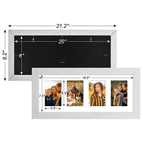 Gaevuian 8x20 Picture Frame Display 4 opening 4X6 Picture Frame Collage,Multi Photo Frame with Mat,Plexiglass,Wall or Tabletop Decor,Distressed White Wood Grain - Image 4